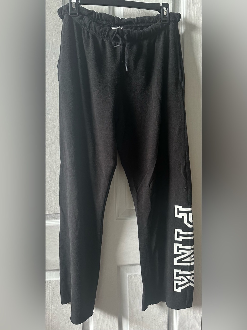 PINK Victoria's Secret Black Joggers with White Side PINK Logo